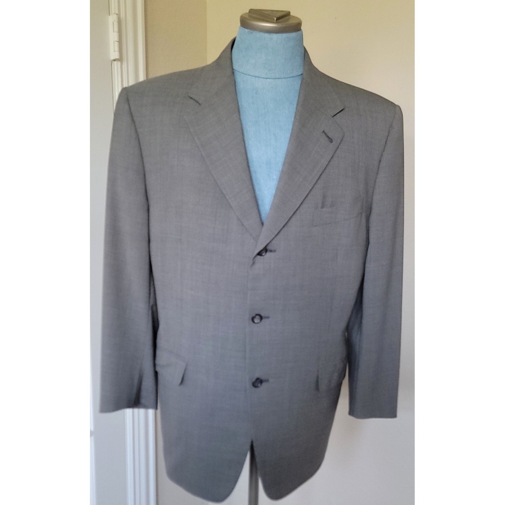 CANALI Men's Gray Check‎ 100% Wool Sport Coat Blazer Jacket Sz 56 Made In Italy